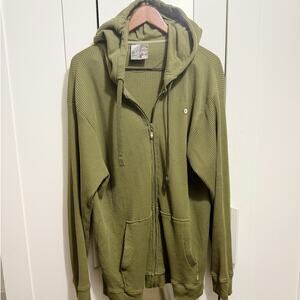 Southpole Y2K Vintage Waffle‎ Knit Full-Zip Hoodie Army Green XL Streetwear